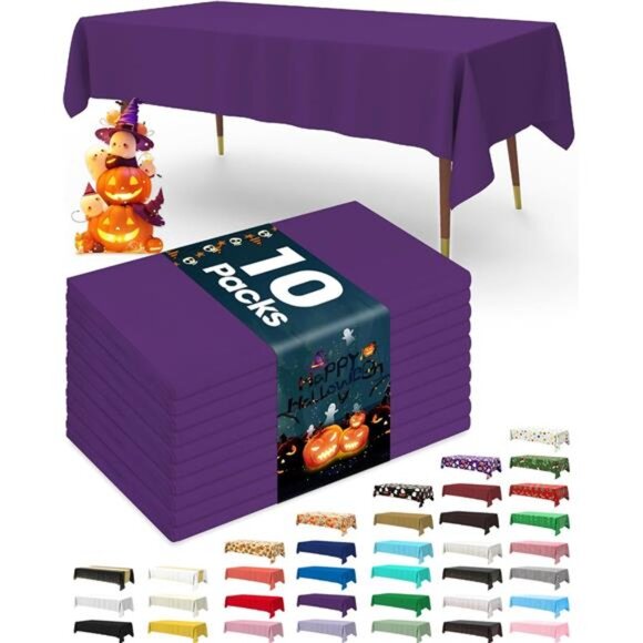 Plastic Table Cloth Disposable 10 Pack, 54 x 108 Inch Table Cloths, Halloween - Picture 1 of 7